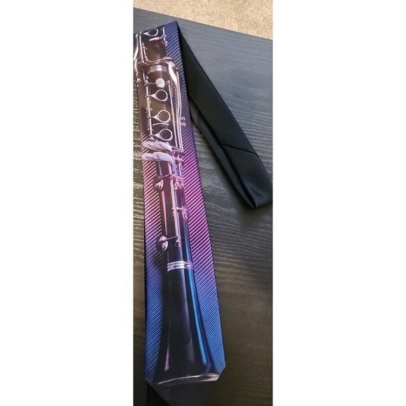 Clarinet Neck Tie by Ralph Marlin Band Music MADE IN USA vintage 1992 - Purple - Picture 1 of 4
